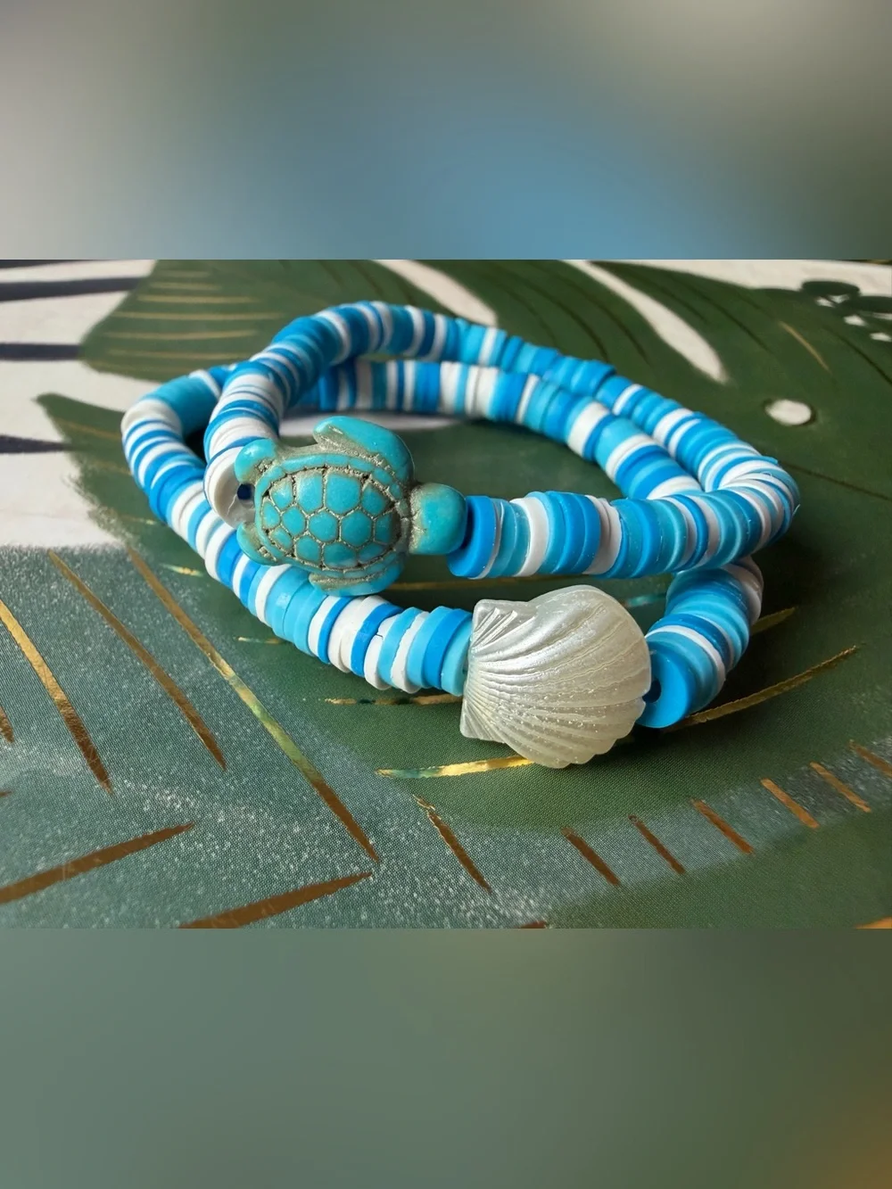 2 Pc Beach Stretch Bracelet Set Turtle Shell Starfish Choose Your Style NWT